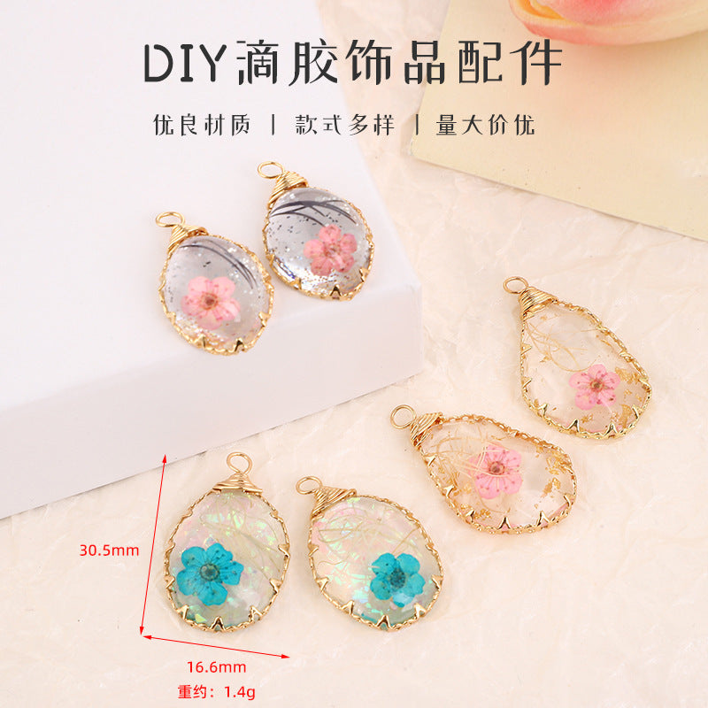 Wholesale copper wire wrapped edge glue accessories DIY transparent pendant